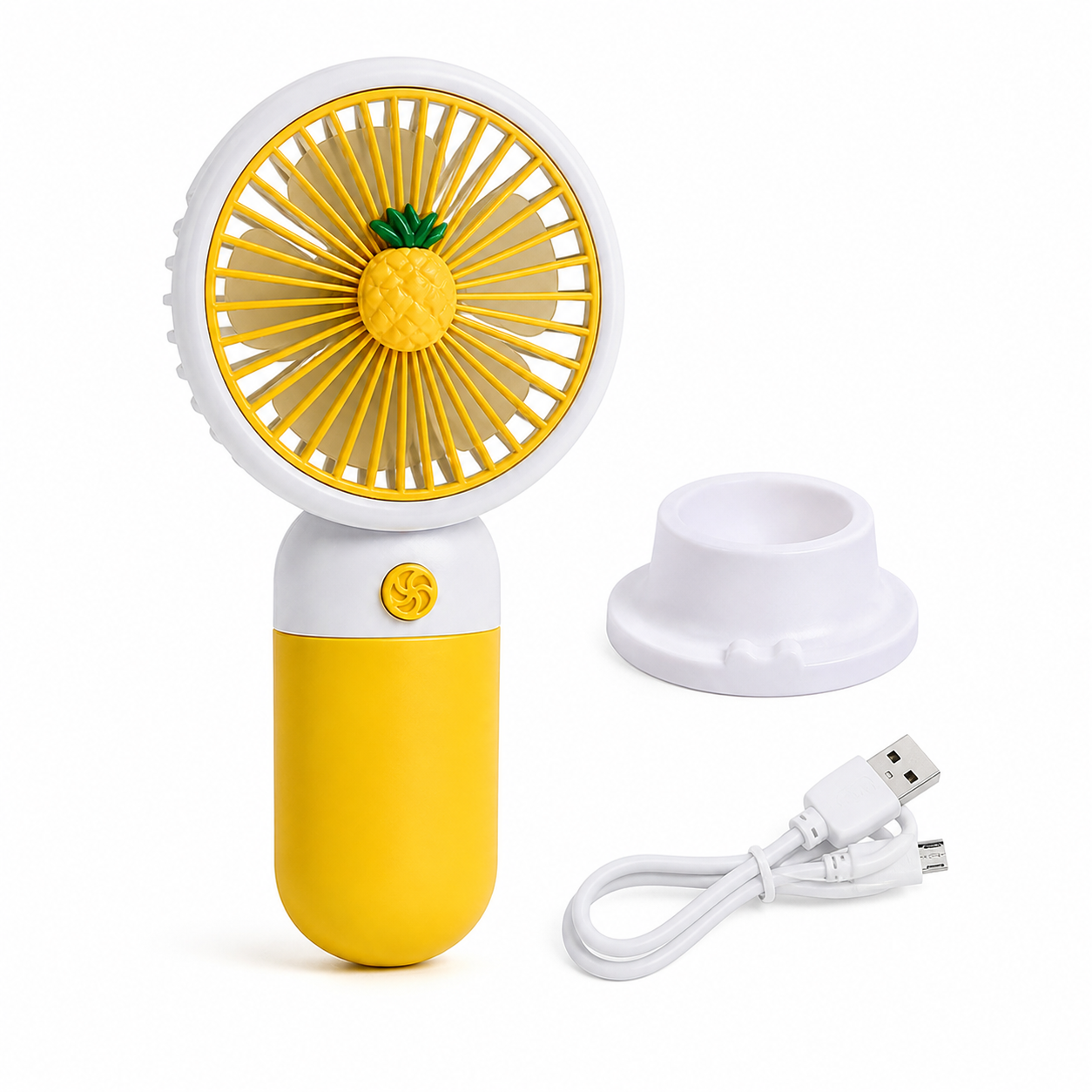 Mini Portable Rechargeable Handheld Fan with Stand | 3 Speed Cute Fruit Design