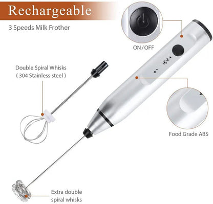 Rechargeable 2 in 1 Coffee & Egg Beater & Mixer Tool