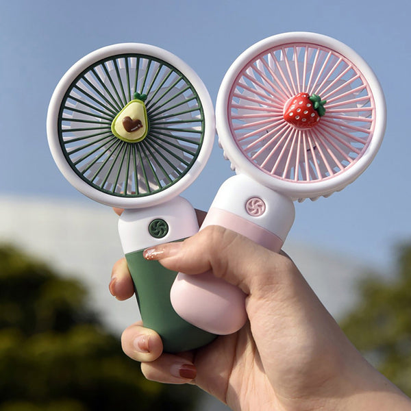 Mini Portable Rechargeable Handheld Fan with Stand | 3 Speed Cute Fruit Design