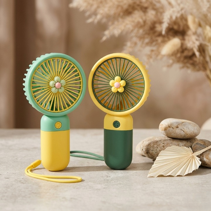Mini Portable Rechargeable Handheld Fan with Stand | 3 Speed Cute Fruit Design